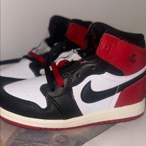 Kids Jordan Black and Red Sneakers Jordan 1 Retro